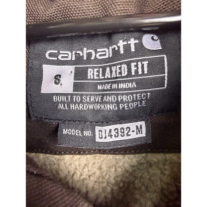 Carhartt Bartlett sherpa lined duck brown hooded jacket DJ4392M, Small