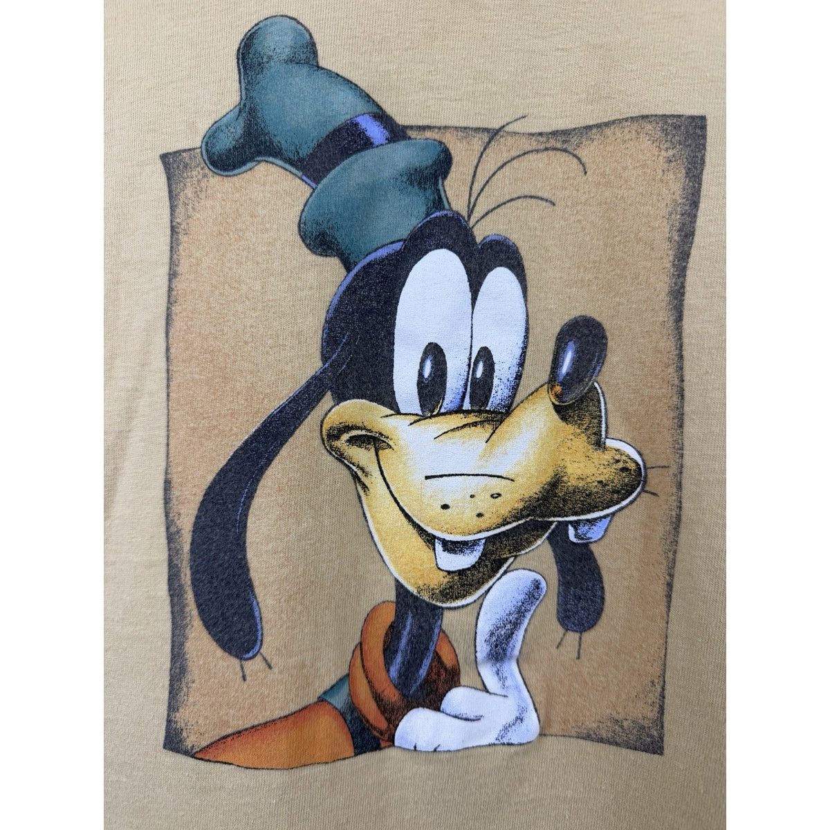 Goofy art shirt, The Disney Store, single stitch, tan, 90s, M