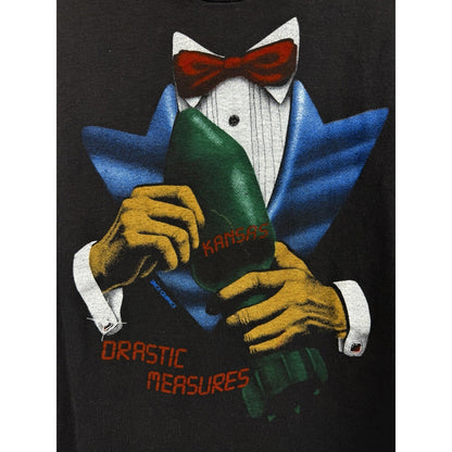 Vintage Kansas 1983 Drastic Measures Tee Single Stitch Double Sided XL 22.5x27