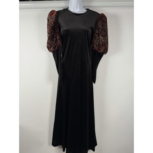 Vintage 80s David Brown Neiman Marcus Velvet Sequin Sleeve Gown