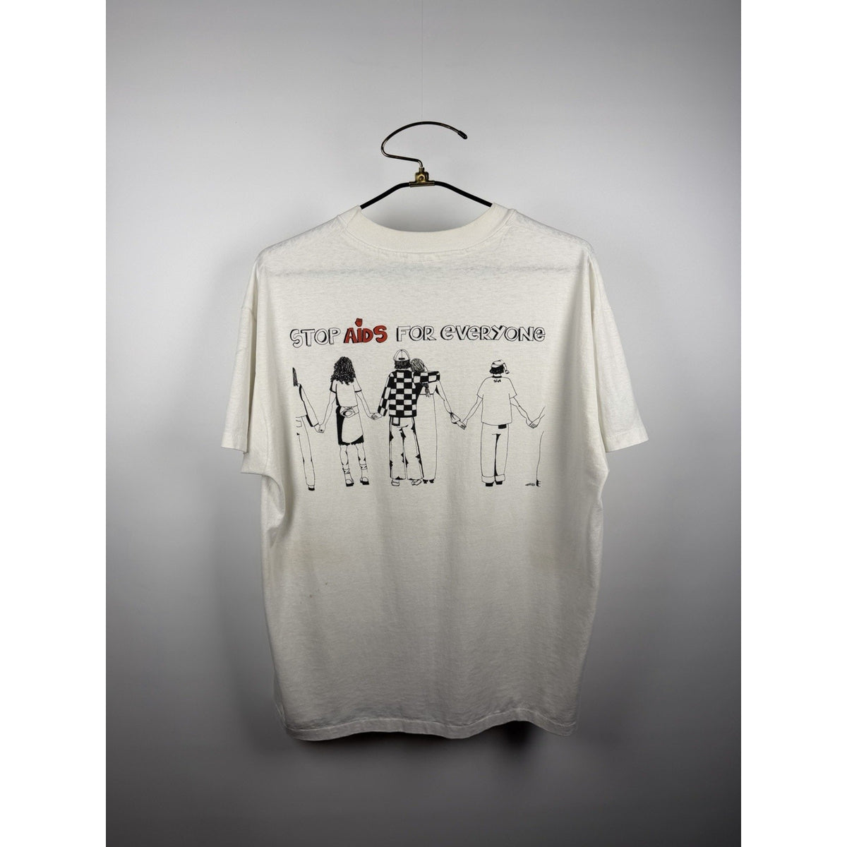 Vintage 90s SAFE Stop AIDS For Everyone tee, single stitch, XL