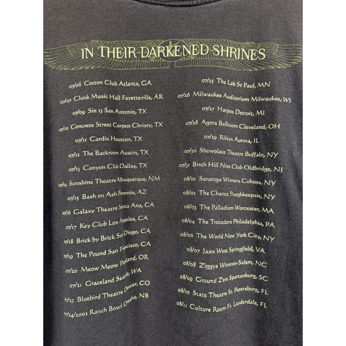 Vintage 2002 Nile In Their Darkened Shrines Tour Shirt Perfect Fade XL 25x28.5