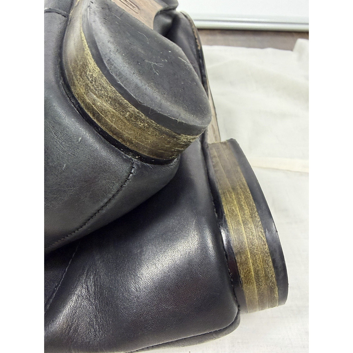 Coach Benita black leather over-the-knee riding boots, size 9.5 B