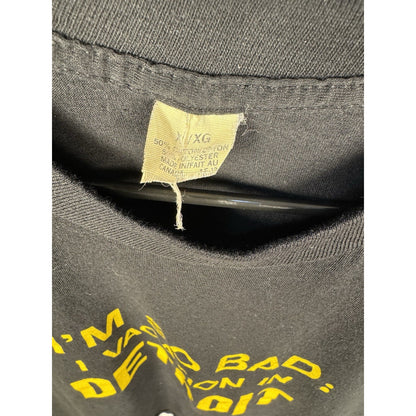 Vintage 80s I'm So Bad I Vacation In Detroit Single Stitch Tee Black Funny Shirt Large