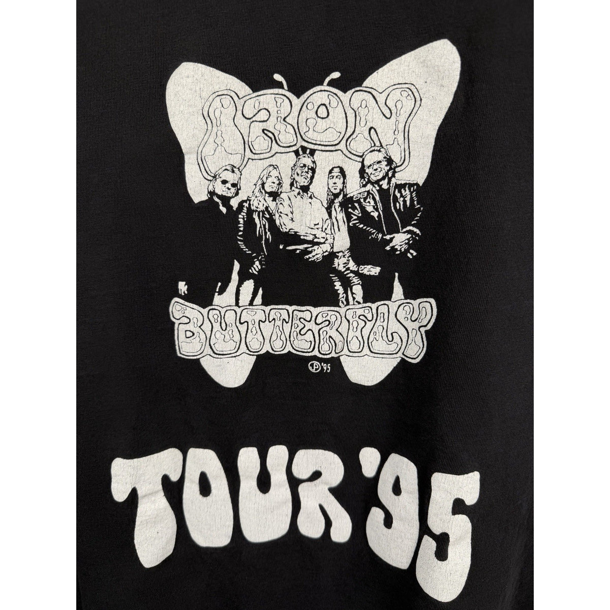 Vintage 1995 Iron Butterfly psychedelic tee, single stitch, Hanes, XL