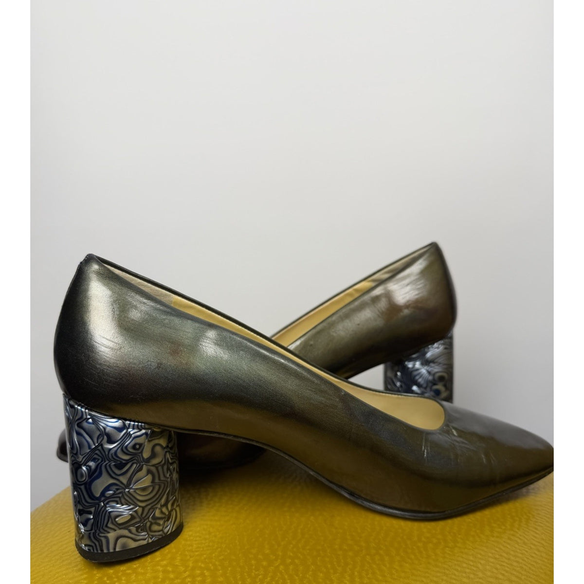 Vintage 70s Proxy psychedelic heel square toe block heel pumps, 11