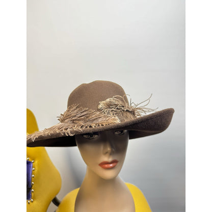 Ostrich Feather Wide Brim Hat Couture
