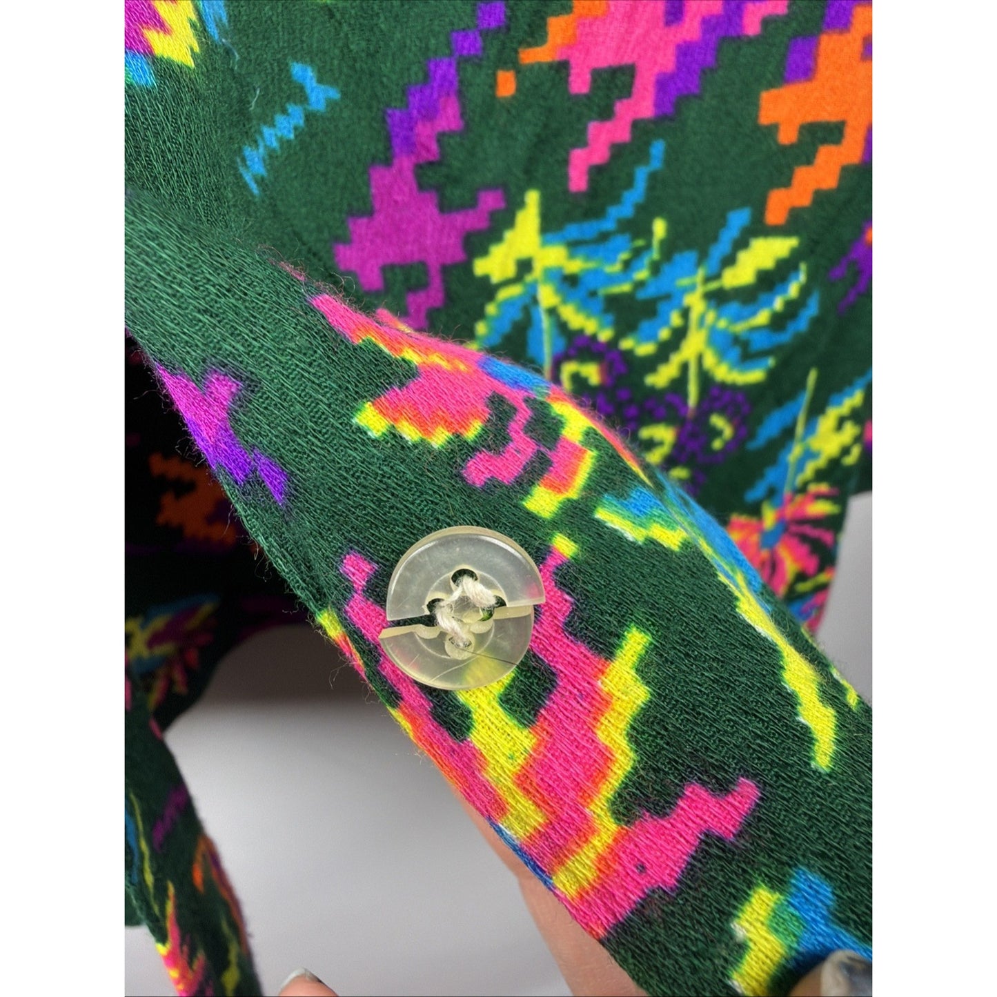 Vintage 1960s Miss Holly Psychedelic Floral Dagger Shirt - XL