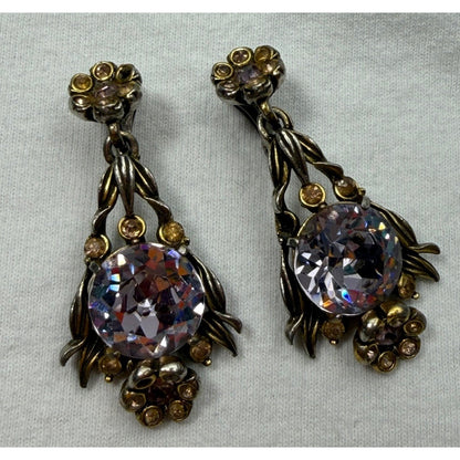 Vintage 1954 Hollycraft Regency Deco Glam Oversized Lavender Clip Earrings