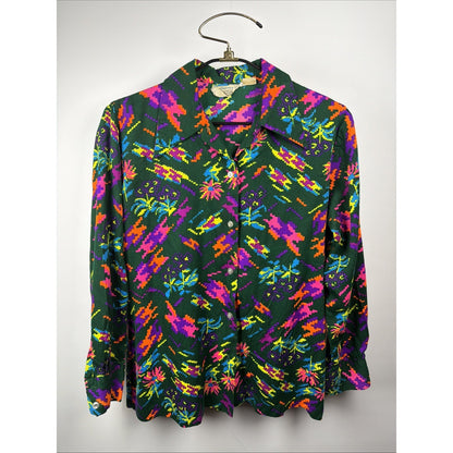 Vintage 1960s Miss Holly Psychedelic Floral Dagger Shirt - XL
