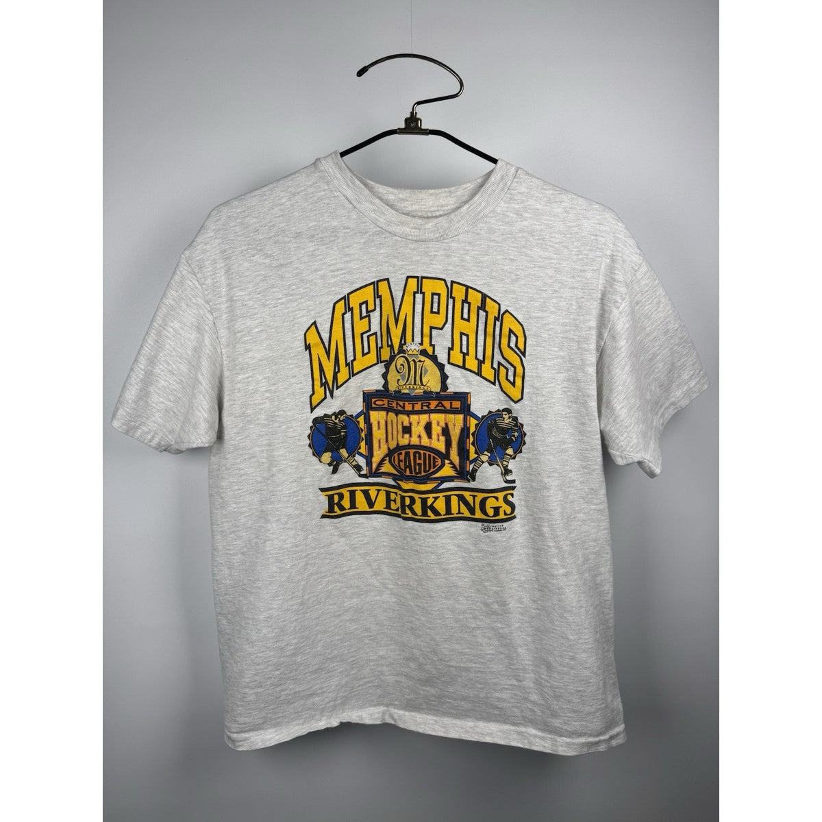 Vintage 1993 Memphis Riverkings CHL Hockey Rare Shirt Single Stitch Large 21x26