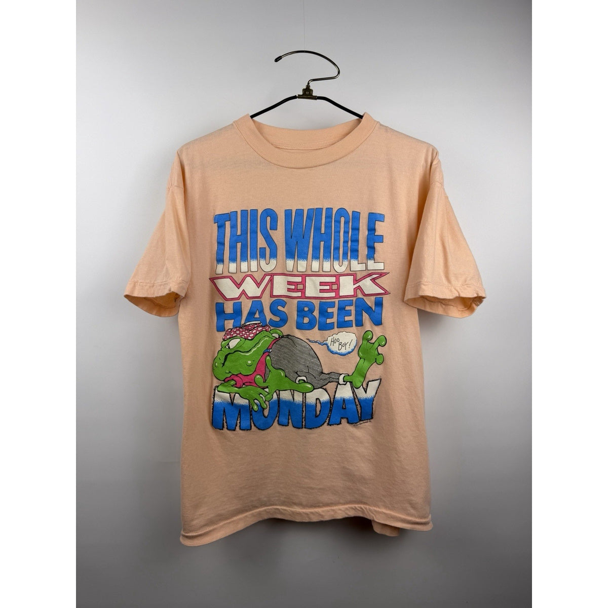 Vintage 80’s This Whole Week Has Been Monday Funny Graphic Frog Tee XL 23x27