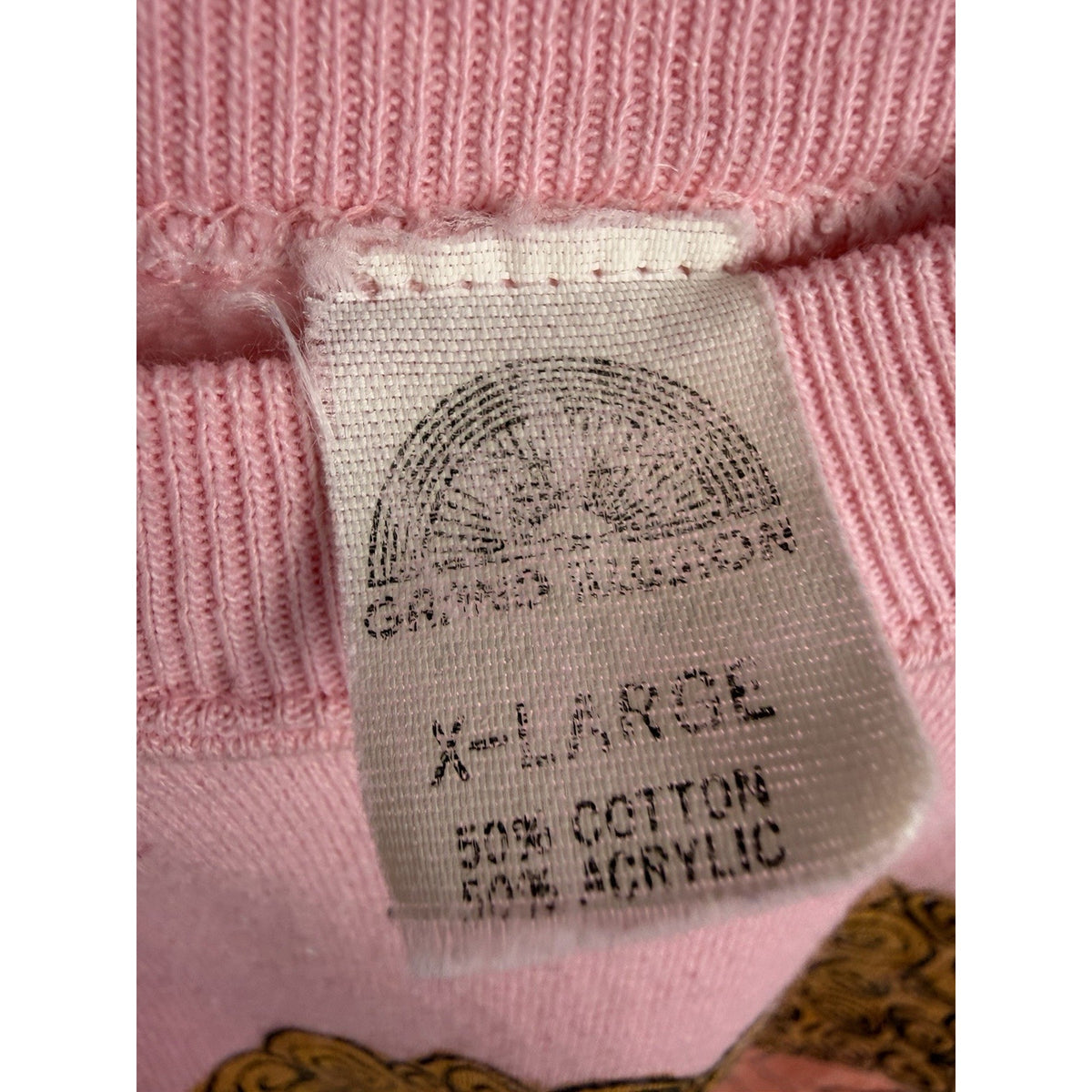 Vintage 1985 Grand Illusion kid sticking tongue out pink sweatshirt, L