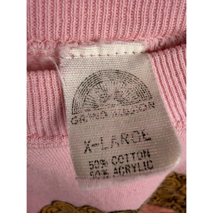 Vintage 1985 Grand Illusion kid sticking tongue out pink sweatshirt, L