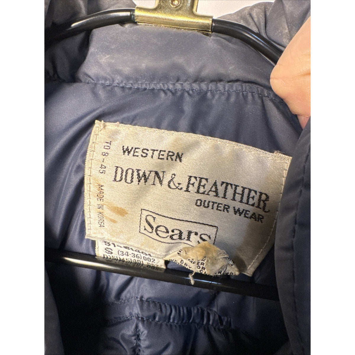 Vintage Sears Roper Western Down Blue Puffer Coat Men's Sz Small 34-36