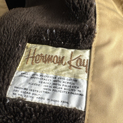 Vintage Herman Kay Khaki Sherpa Chore Work Coat Medium