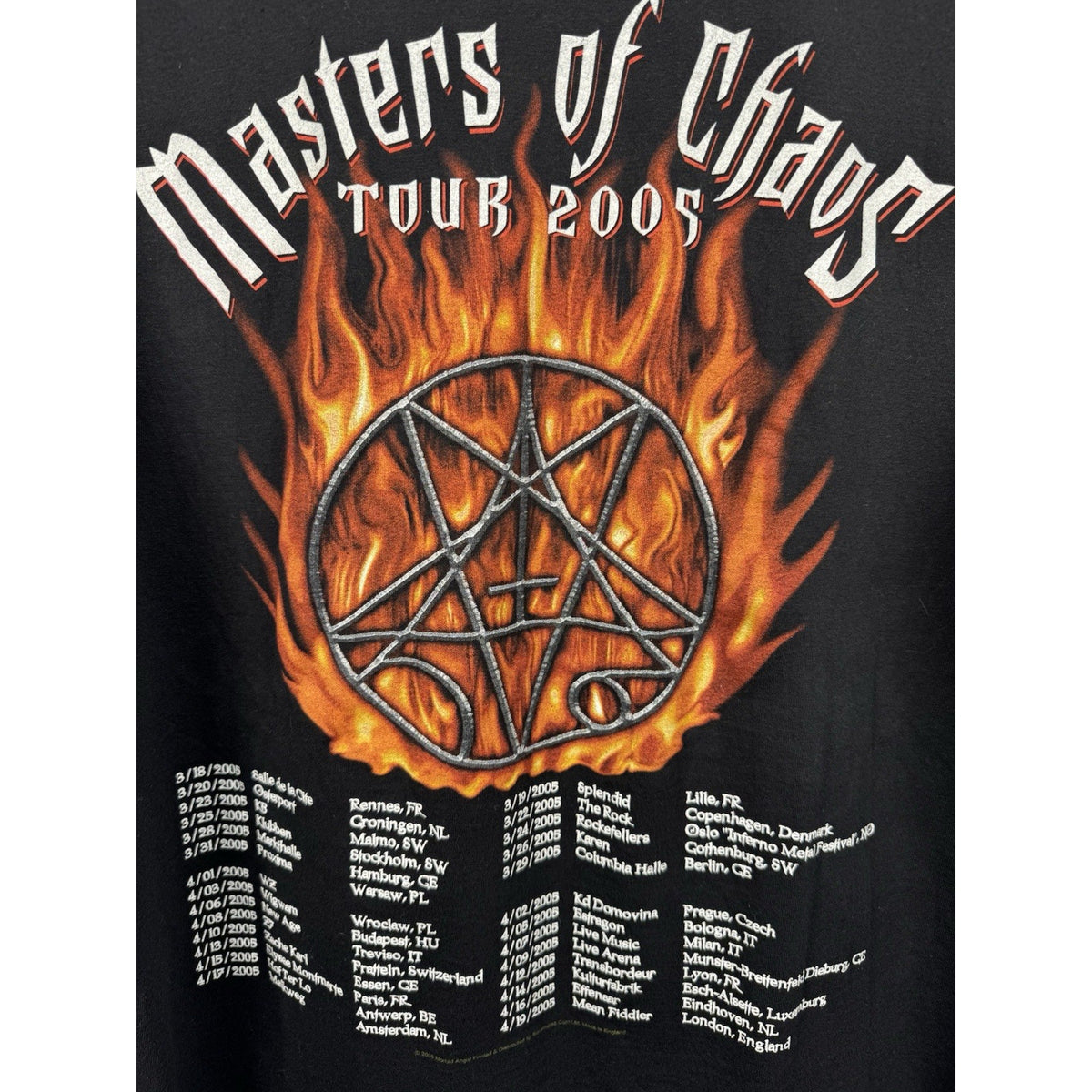Vintage 2005 Morbid Angel Masters Of Chaos Rare Euro Tour Shirt XL 24"x28"