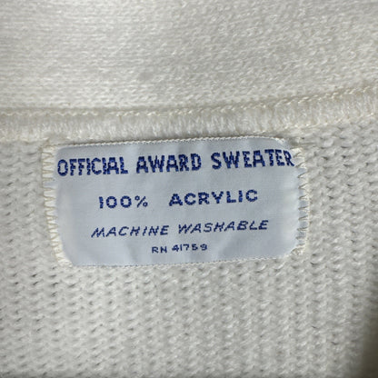 Vtg 60s White Cardigan Sweater Future Homemakers Of America Sz Large