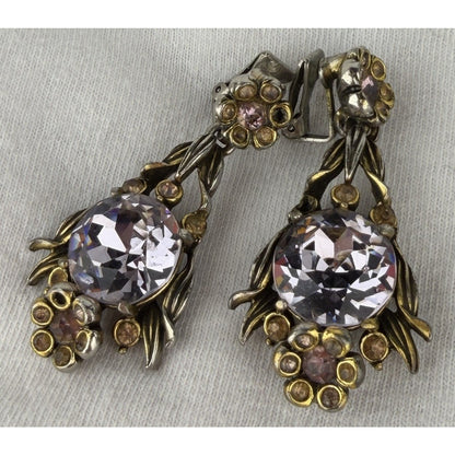Vintage 1954 Hollycraft Regency Deco Glam Oversized Lavender Clip Earrings