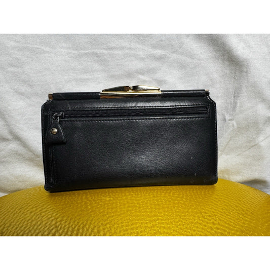 Vintage 1980s Etienne Aigner Black Leather Designer Long Wallet
