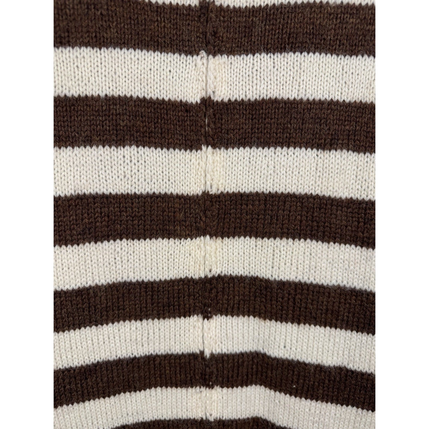 1950s Wool Striped Knit Dress Brown White Secretary Mad Men Pin Up Small-Med