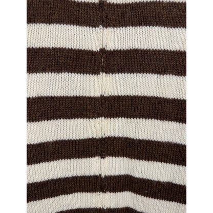 1950s Wool Striped Knit Dress Brown White Secretary Mad Men Pin Up Small-Med