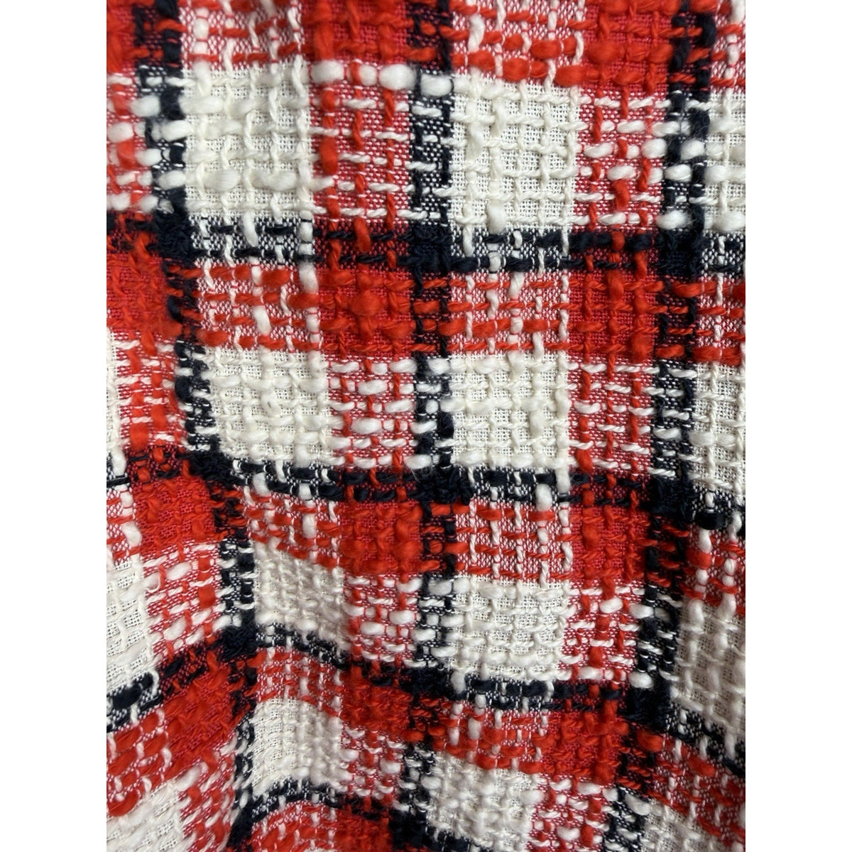 N21 Women Boucle Cotton Woven Top Large Blue/red/white Plaid 40 21x24