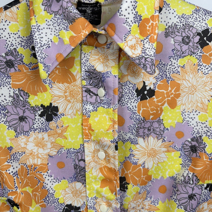 1970s Neon Flower Power Disco Dagger Collar Women Large Vintage