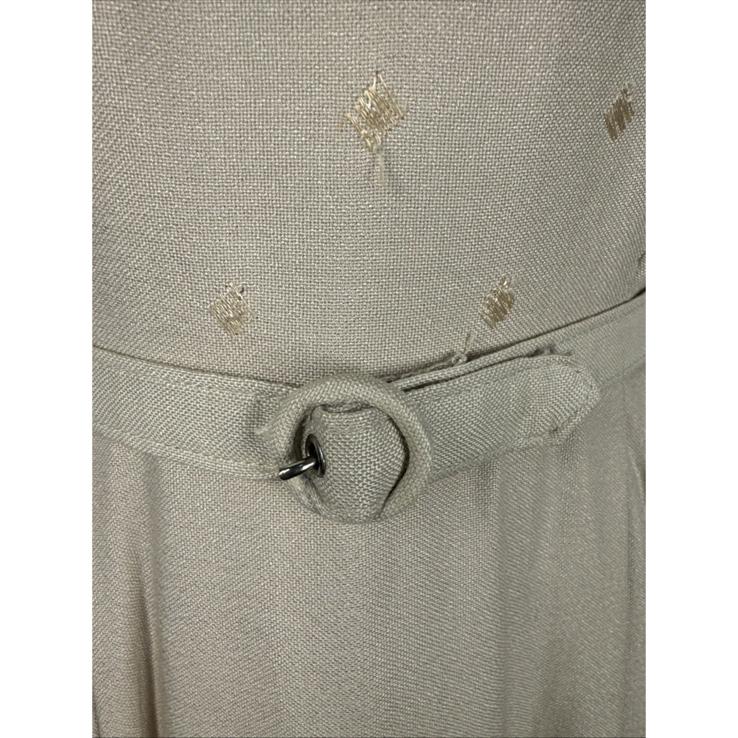 1950s Embroidered Tan Wiggle Pencil Dress - XS