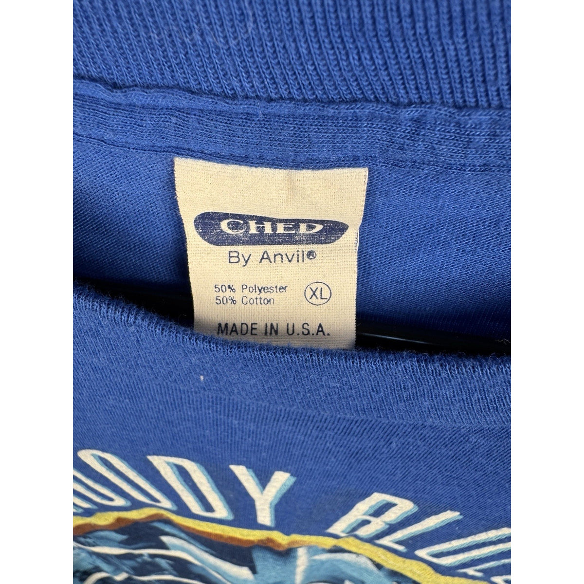 Vintage 1986 The Moody Blues Original Shirt Blue Single Stitch Ched XL 22x28