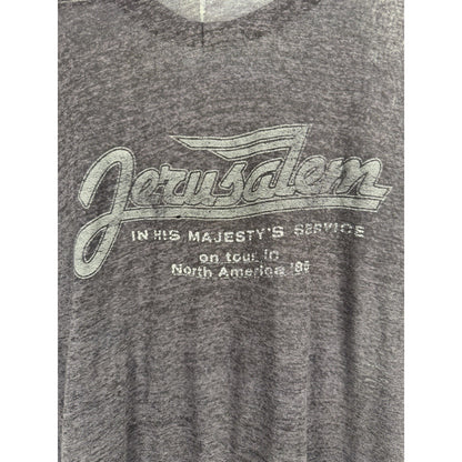 Vintage 1985 Jerusalem In His Majesty's Service tour tee, thrashed, XL