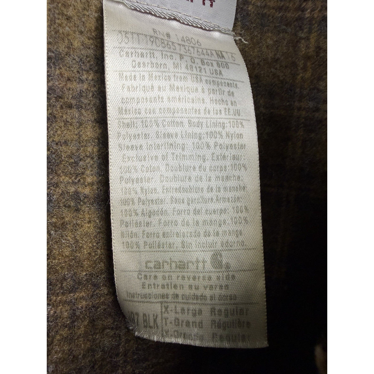 Carhartt Detroit Jacket J97 BLK Very Faded Black Canvas Blanket Lined XL 26.5x26