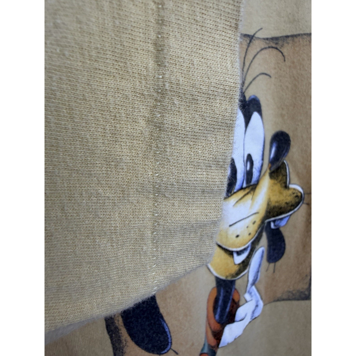 Goofy art shirt, The Disney Store, single stitch, tan, 90s, M