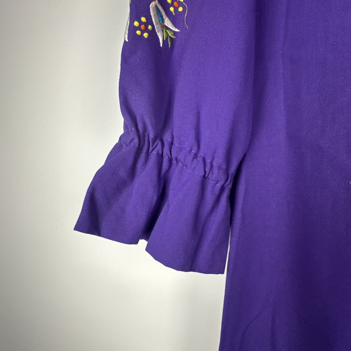 Vintage 1970s Maxi Floral Embroidered Peasant Dress Bordados Mary Vi Mexican