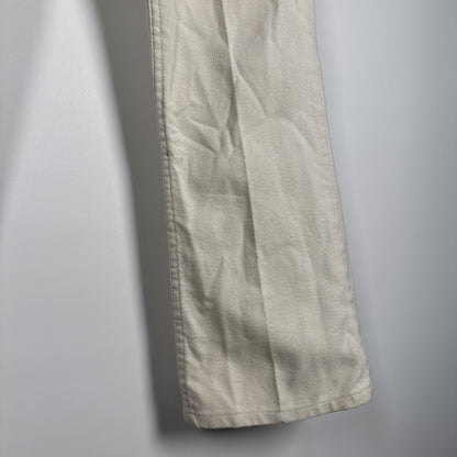 1970s Levi’s Sta-Prest Big E Black Tab Flared White Embellished Pants 28x31