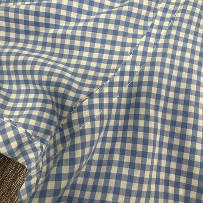 1970s Neiman Marcus Men’s Blue White Checked Button Down Shirt