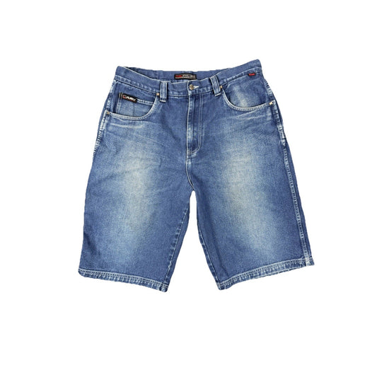 VTG Fubu Shorts Mens 36 Blue Cotton Denim Bermuda Faded Carpenter Workwear Baggy