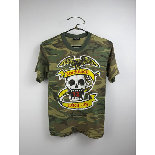 Vintage 2004 Deathwish Inc. Records Deathwish Witch City Camo Shirt Small 19x25