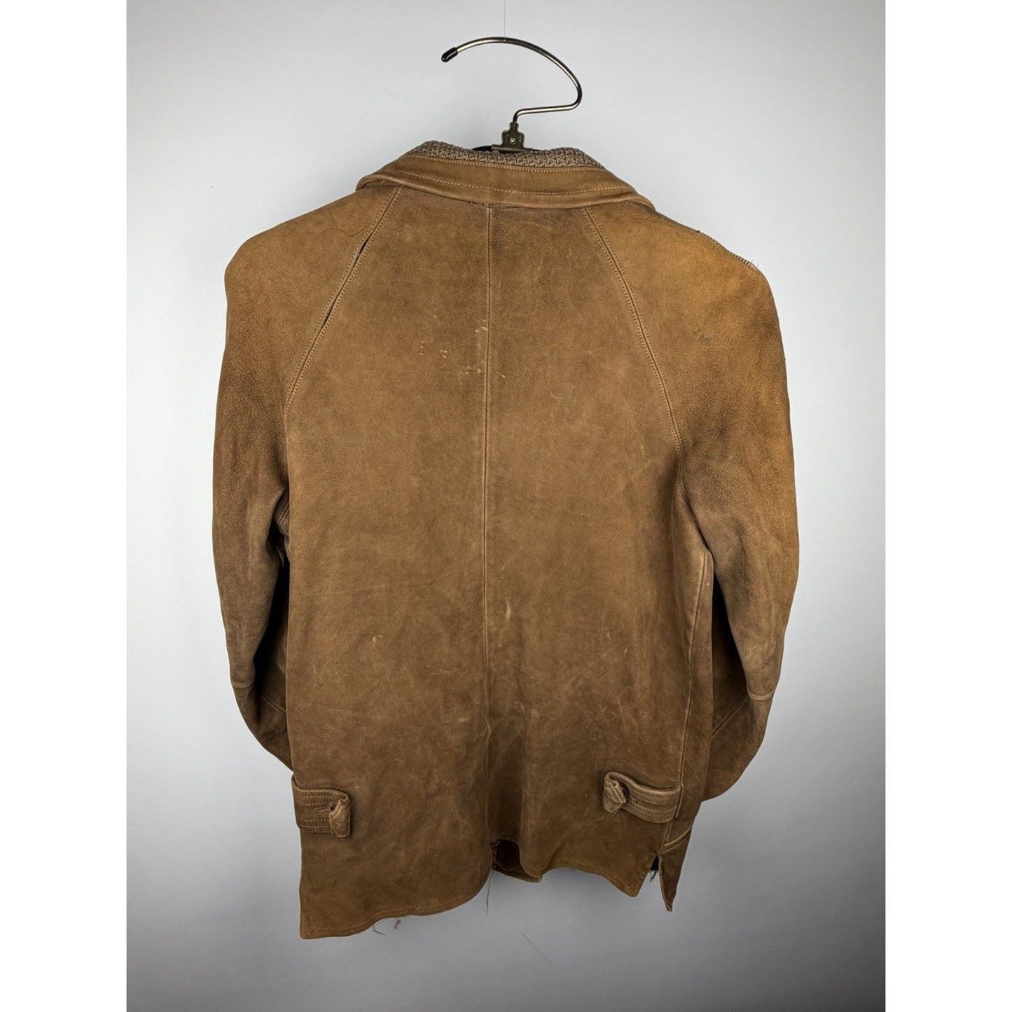 1950s Goatskin Leather Coat Swedish Thrashed Mid Century Western Jacket