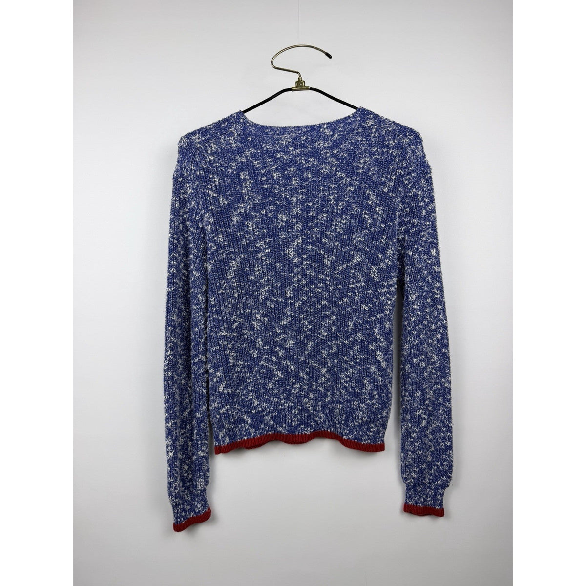 Polo Ralph Lauren American Flag Knit Sweater Blue White Marled Womens Medium