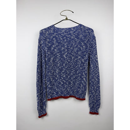 Polo Ralph Lauren American Flag Knit Sweater Blue White Marled Womens Medium