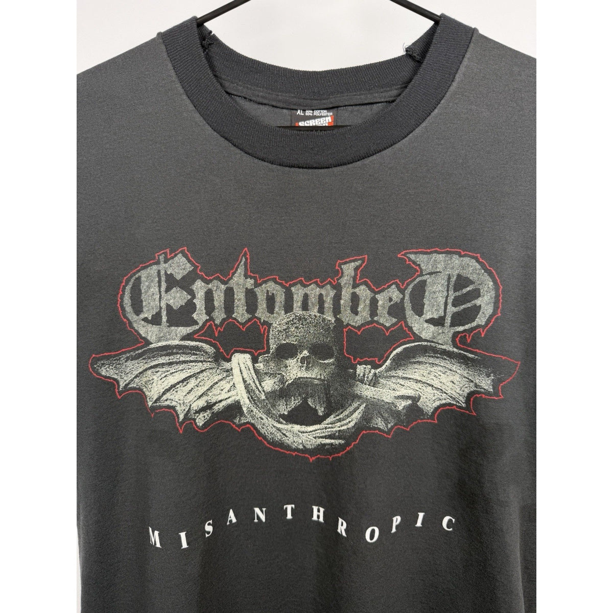 Vintage 1994 Entombed Misantropic Tour Canada Shirt Chopped Thrashed L 22x26