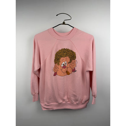 Vintage 1985 Grand Illusion kid sticking tongue out pink sweatshirt, L