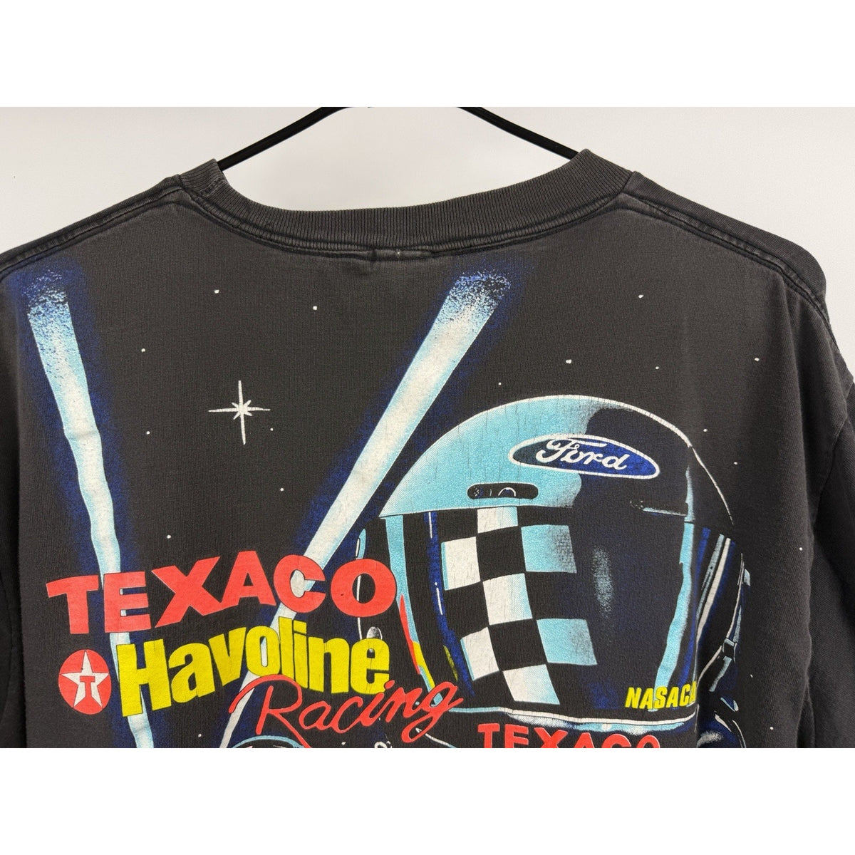 Vintage 90s Ernie Irvan Yates Rocket Nascar all over print tee, XL