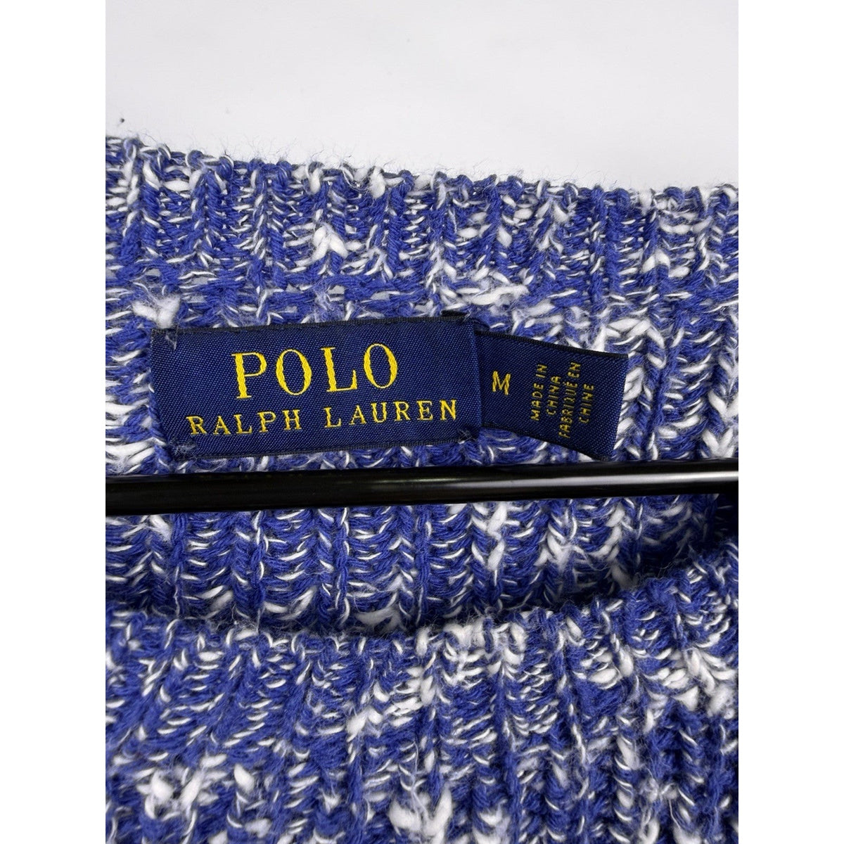 Polo Ralph Lauren American Flag Knit Sweater Blue White Marled Womens Medium