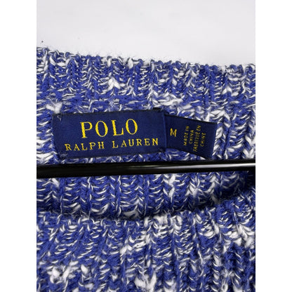 Polo Ralph Lauren American Flag Knit Sweater Blue White Marled Womens Medium