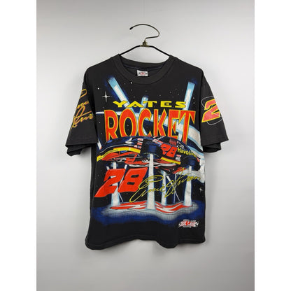 Vintage 90s Ernie Irvan Yates Rocket Nascar all over print tee, XL