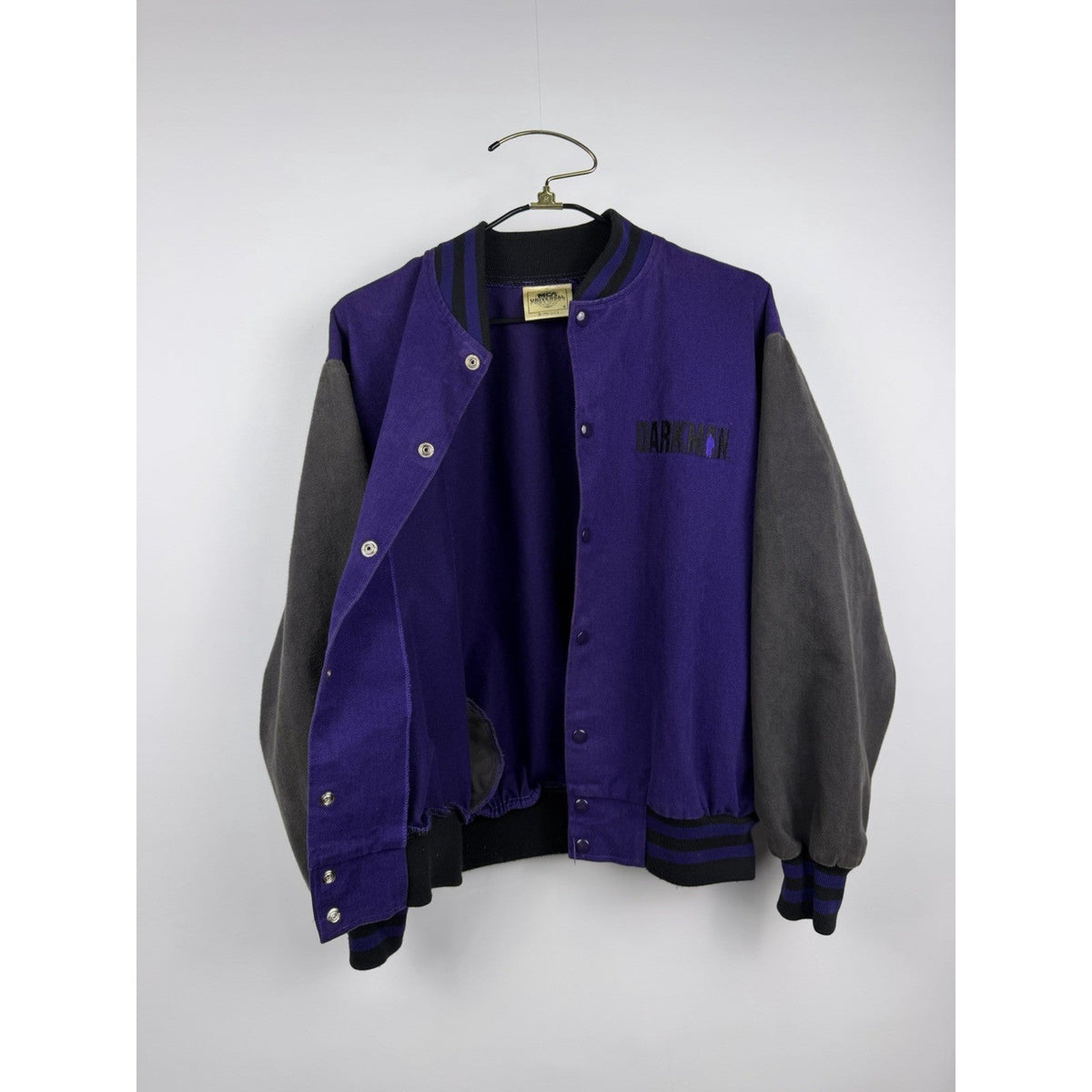 MCA Universal Darkman movie promo purple varsity jacket, 90s, XL