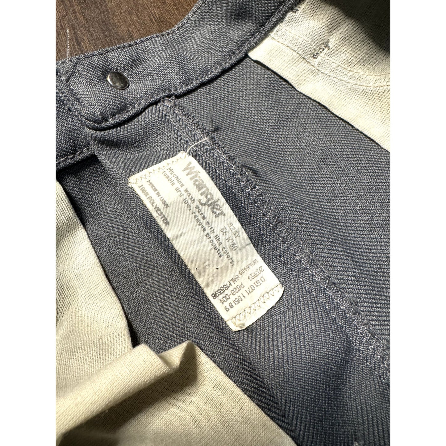 Wrangler gray polyester flares 34x29 (1970s)