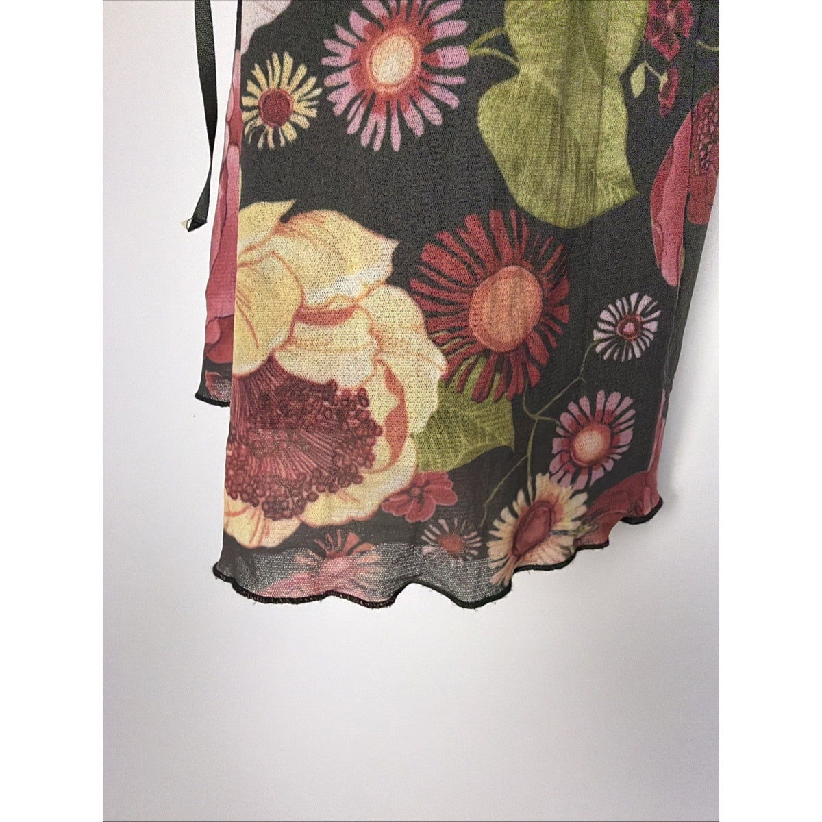 Y2K Anthropologie Weston wear Floral Dress Wrap Top Fitted Cute Small Mesh USA